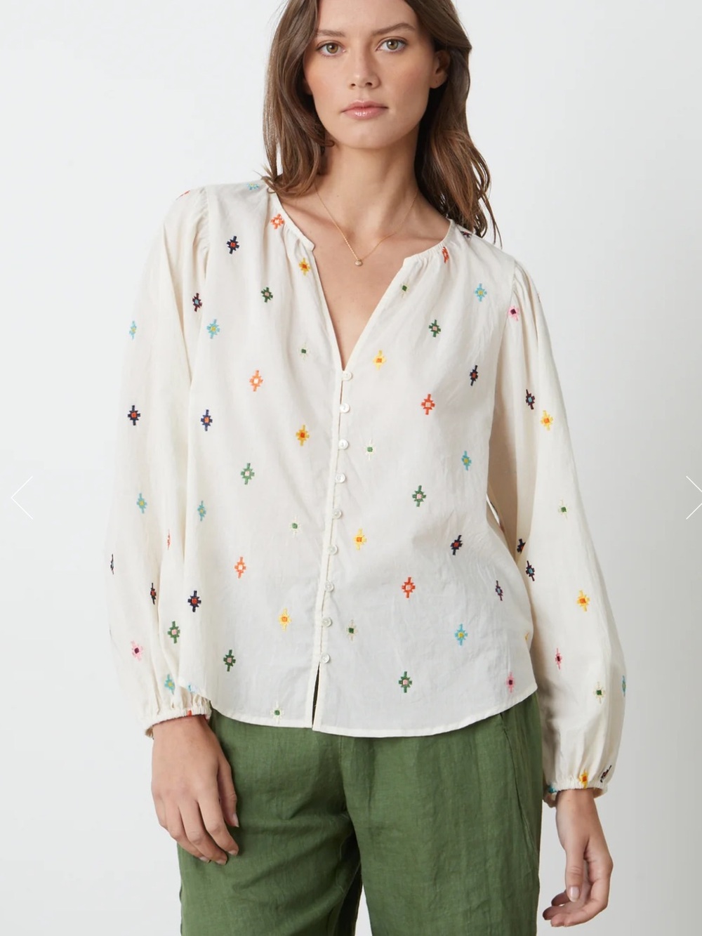 Velvet by Graham and Spencer Boho Embroidered Elizabeth Blouse Top